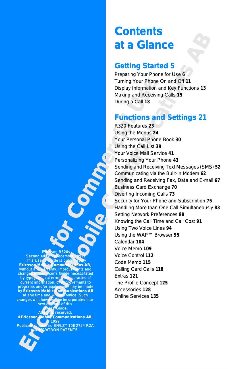 Page 1 de la notice Manuel utilisateur Ericsson R320S