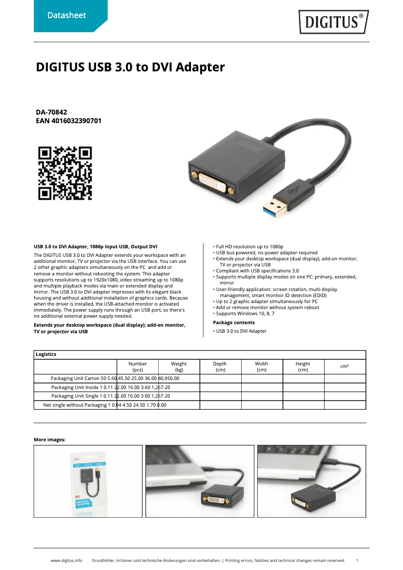 Page n°1 - Fiche technique Digitus DA-70842