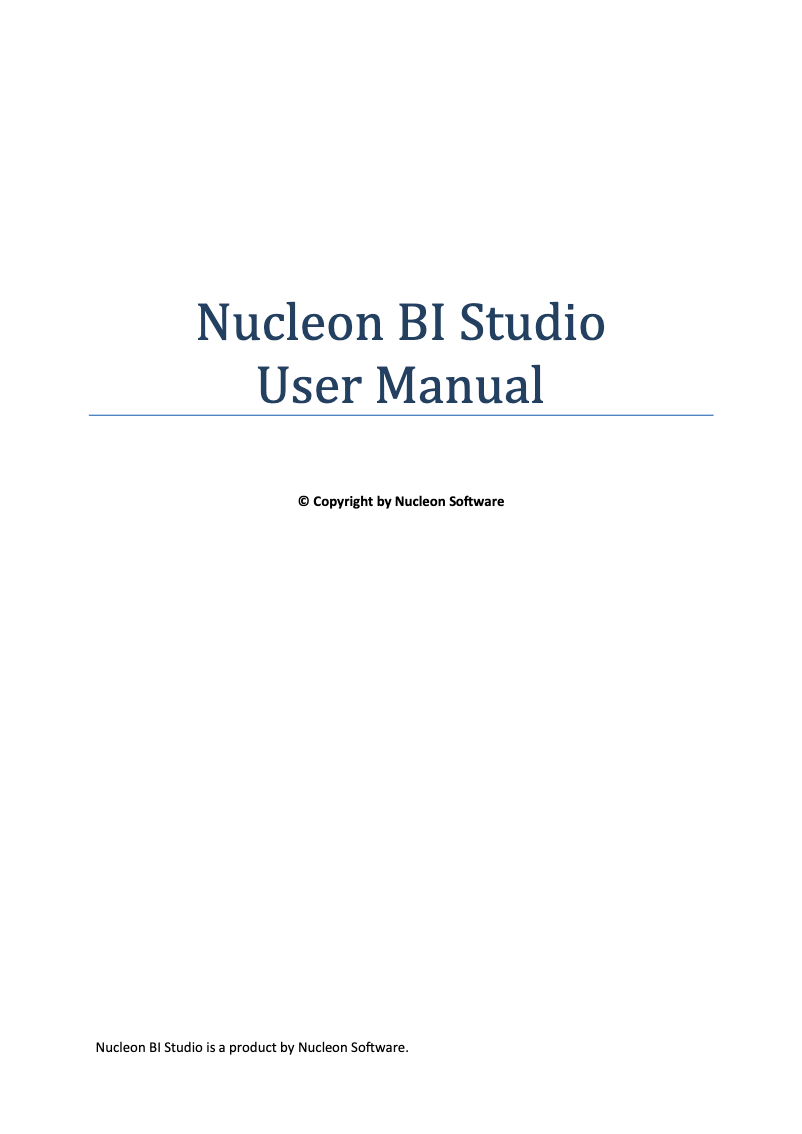 Page 1 de la notice Manuel utilisateur Nucleon BI Studio