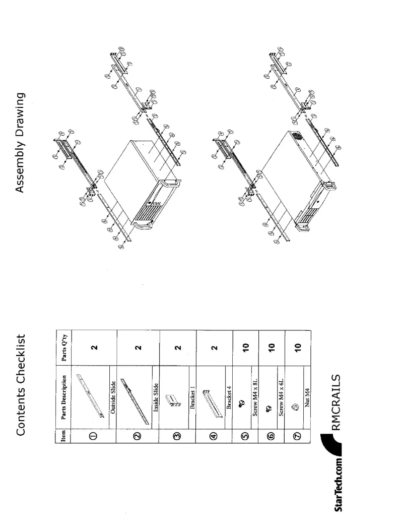 Page 1 de la notice Manuel utilisateur StarTech.com RMCRAILS