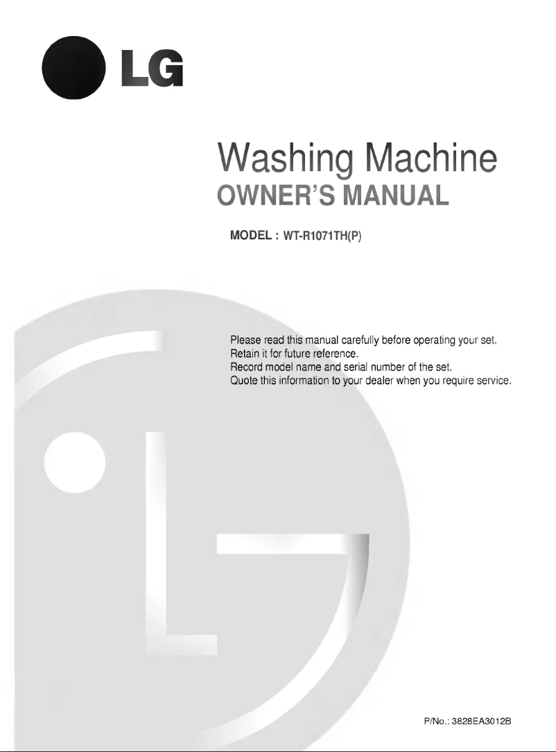 Page n°1 - Manuel utilisateur LG WT-R1071TH