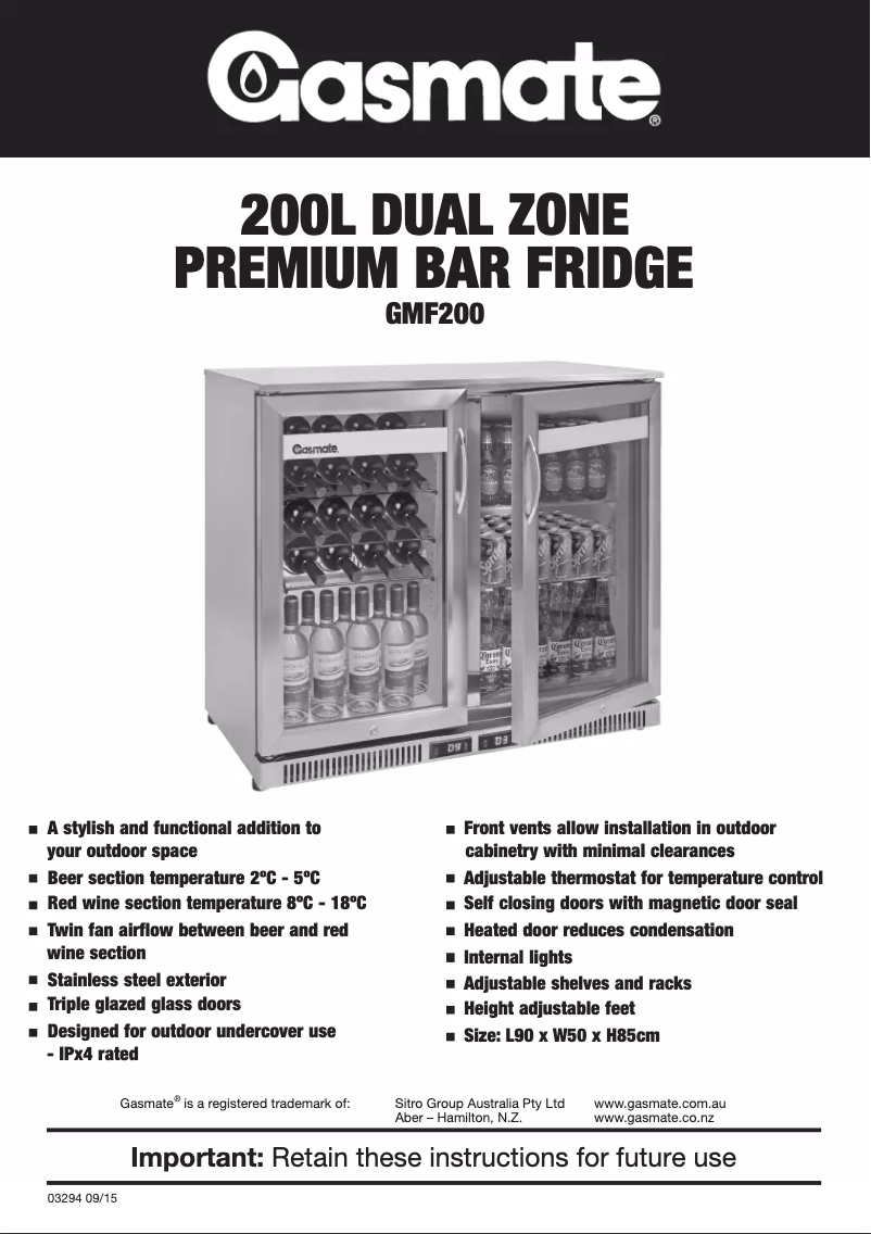 Image de la première page du manuel de l'appareil GMF200