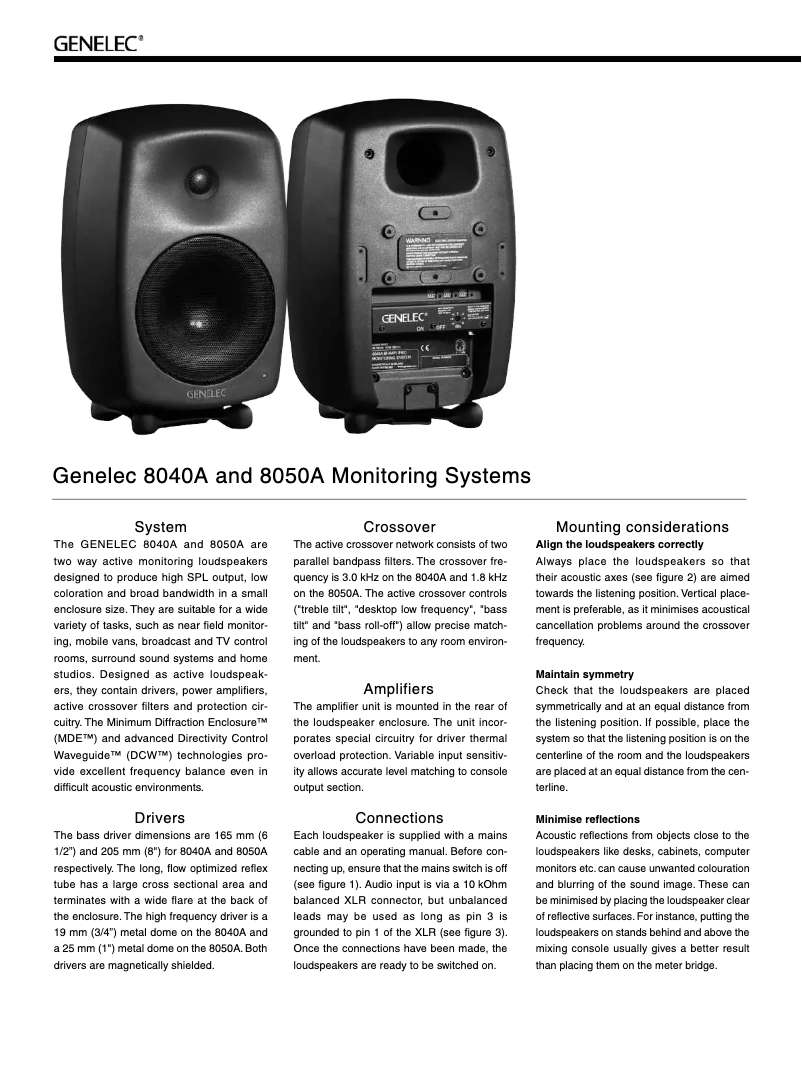 Página 1 del manual Manual de usuario Genelec 8040A