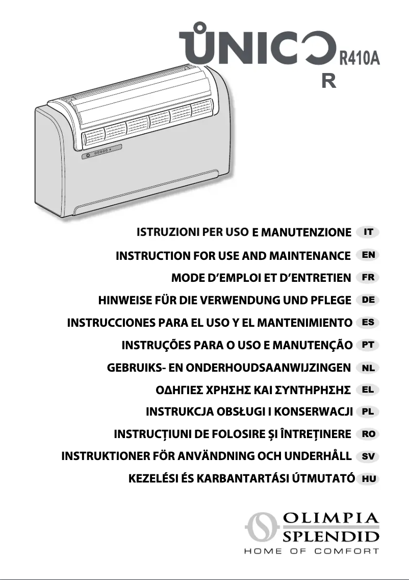 Page 1 de la notice Manuel utilisateur Olimpia Splendid Unico R