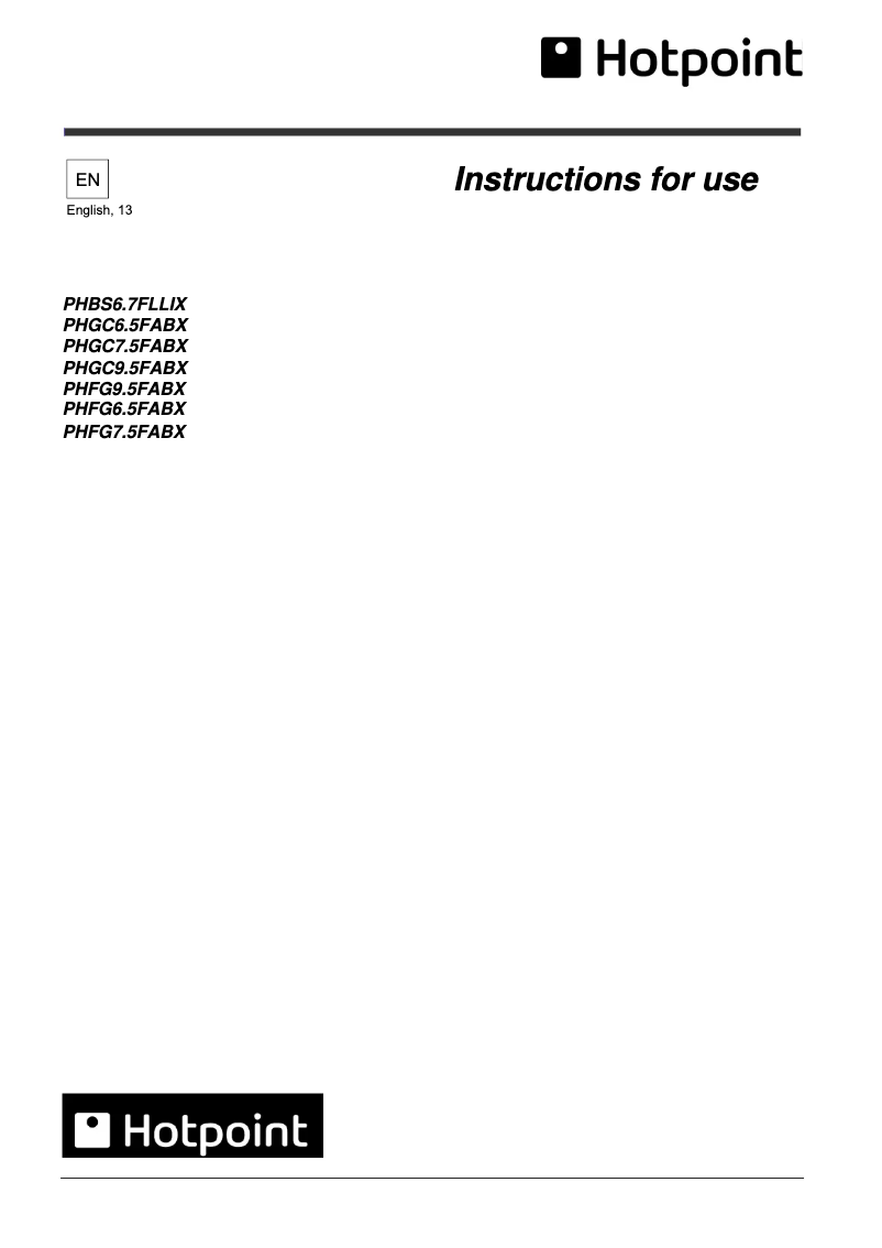Page n°1 - Manuel utilisateur Hotpoint PHFG6.5FABX