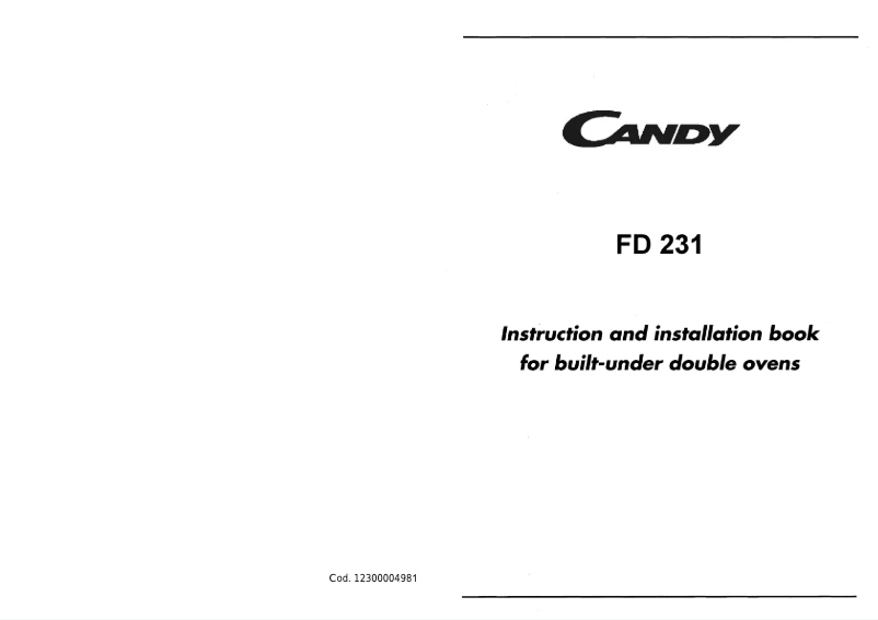 Page 1 de la notice Manuel utilisateur Candy FD 231 M UK