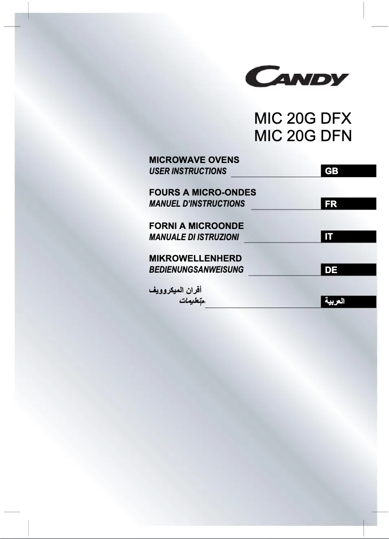 Page 1 de la notice Manuel utilisateur Candy MIC20GDFN