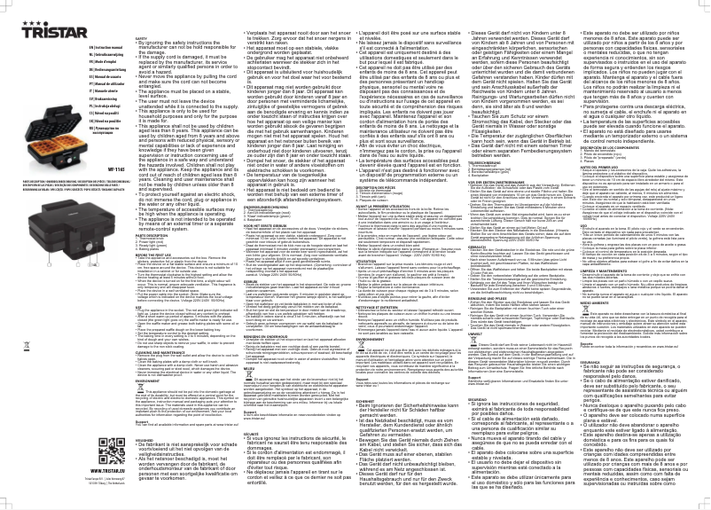 Page 1 de la notice Manuel utilisateur TriStar WF-1165