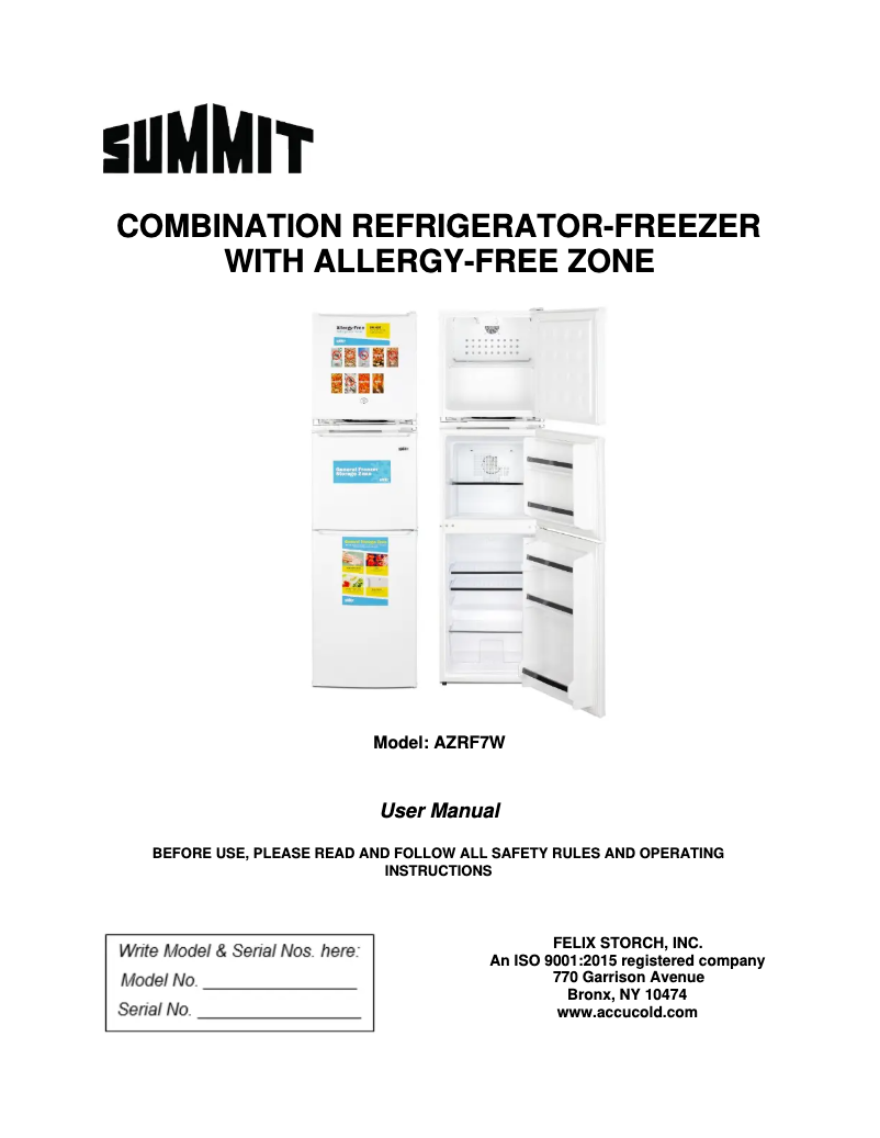Page n°1 - Manuel utilisateur Summit AZRF7W