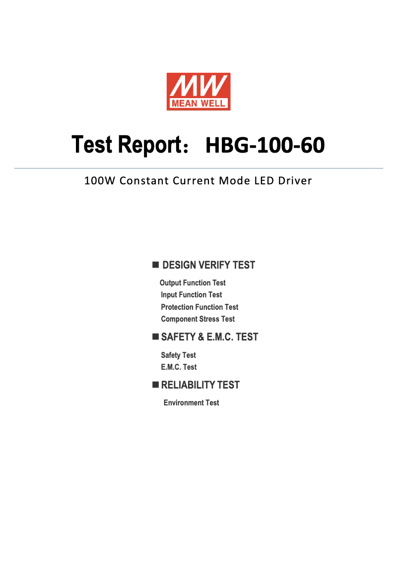Page 1 de la notice Fiche technique Mean Well HBG-100-60