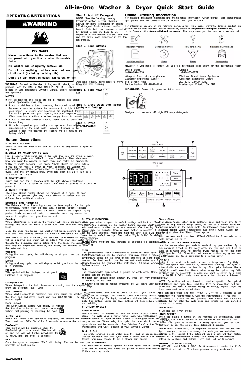 Imagen de la primera página del manual del dispositivo WFC682CLW