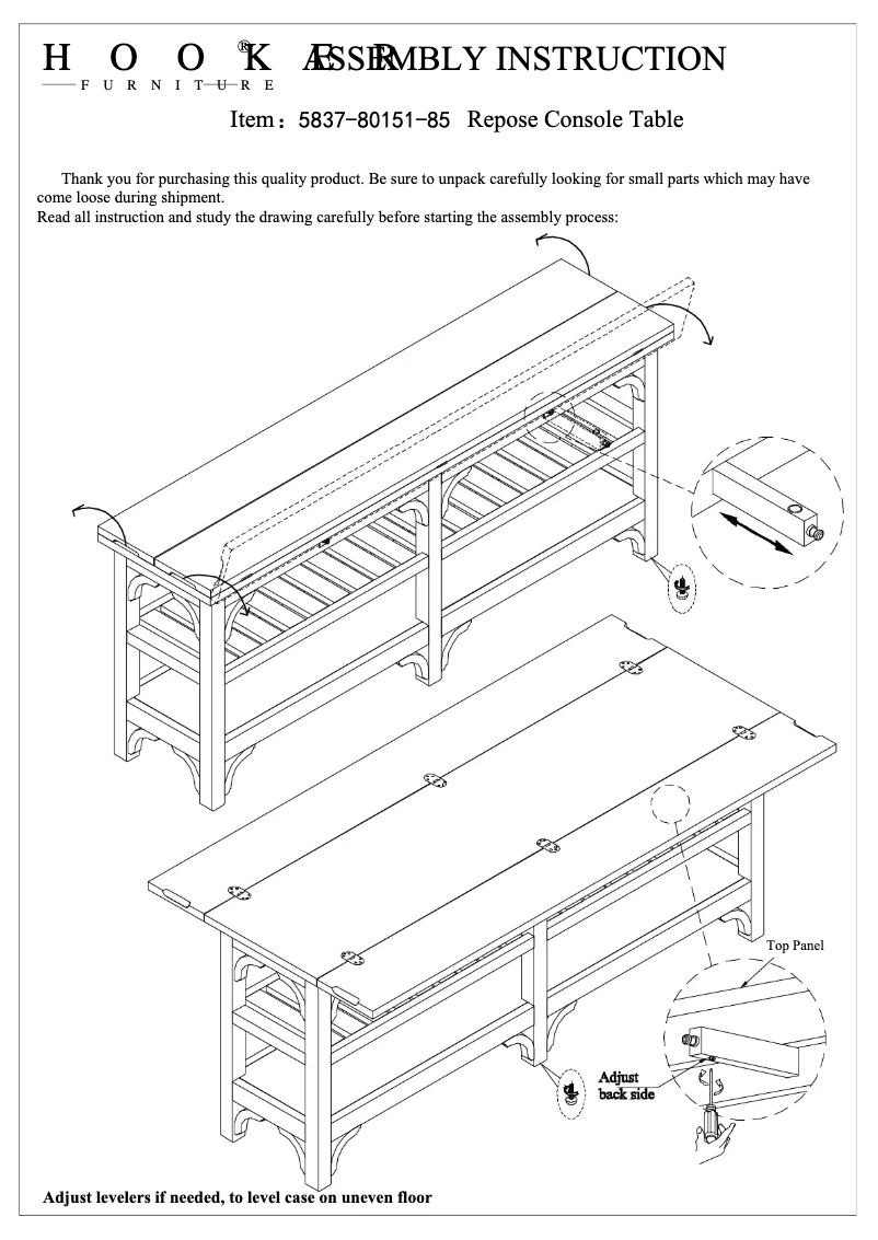 Page 1 de la notice Manuel utilisateur Hooker 5837-80151-85