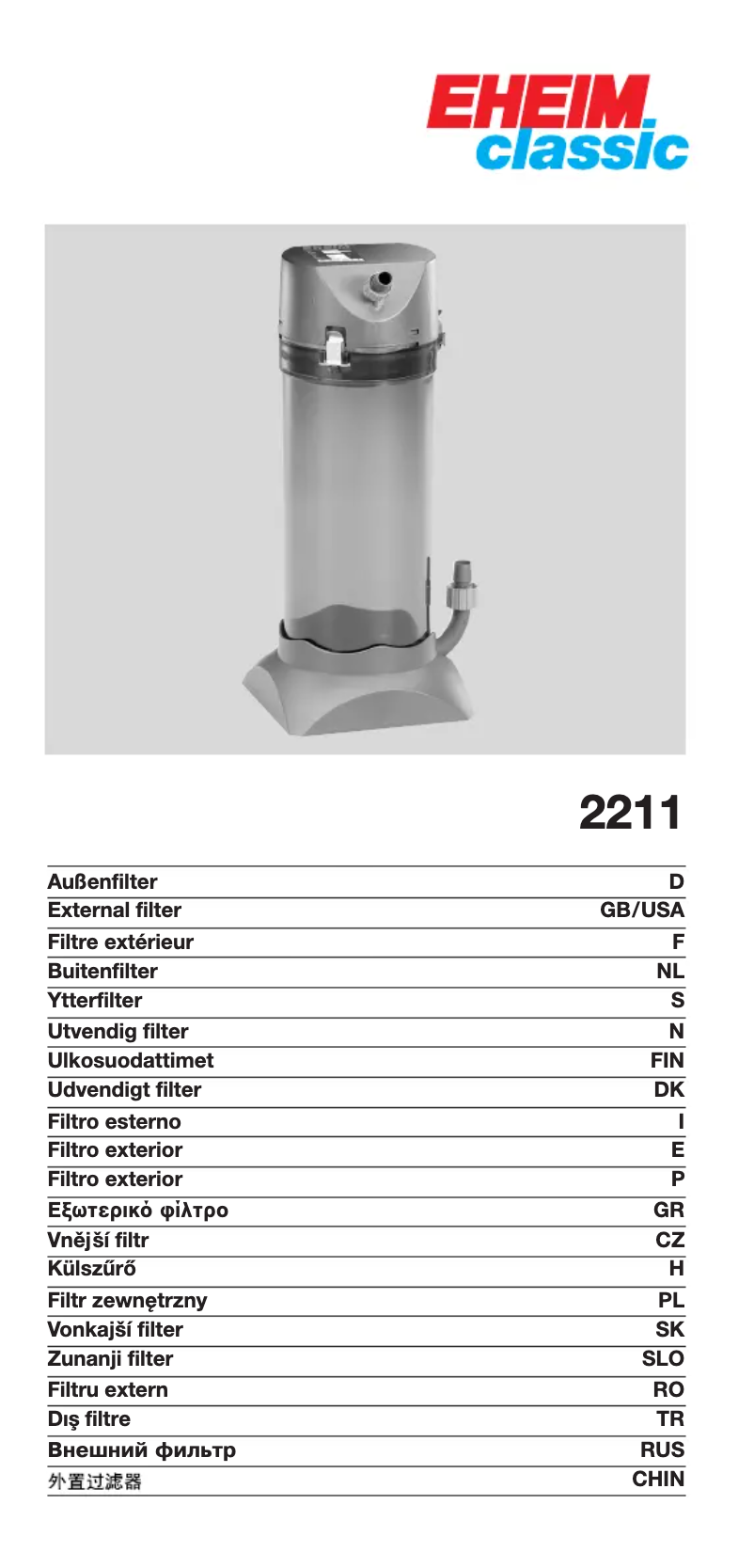Page n°1 - Manuel utilisateur Eheim Classic 150
