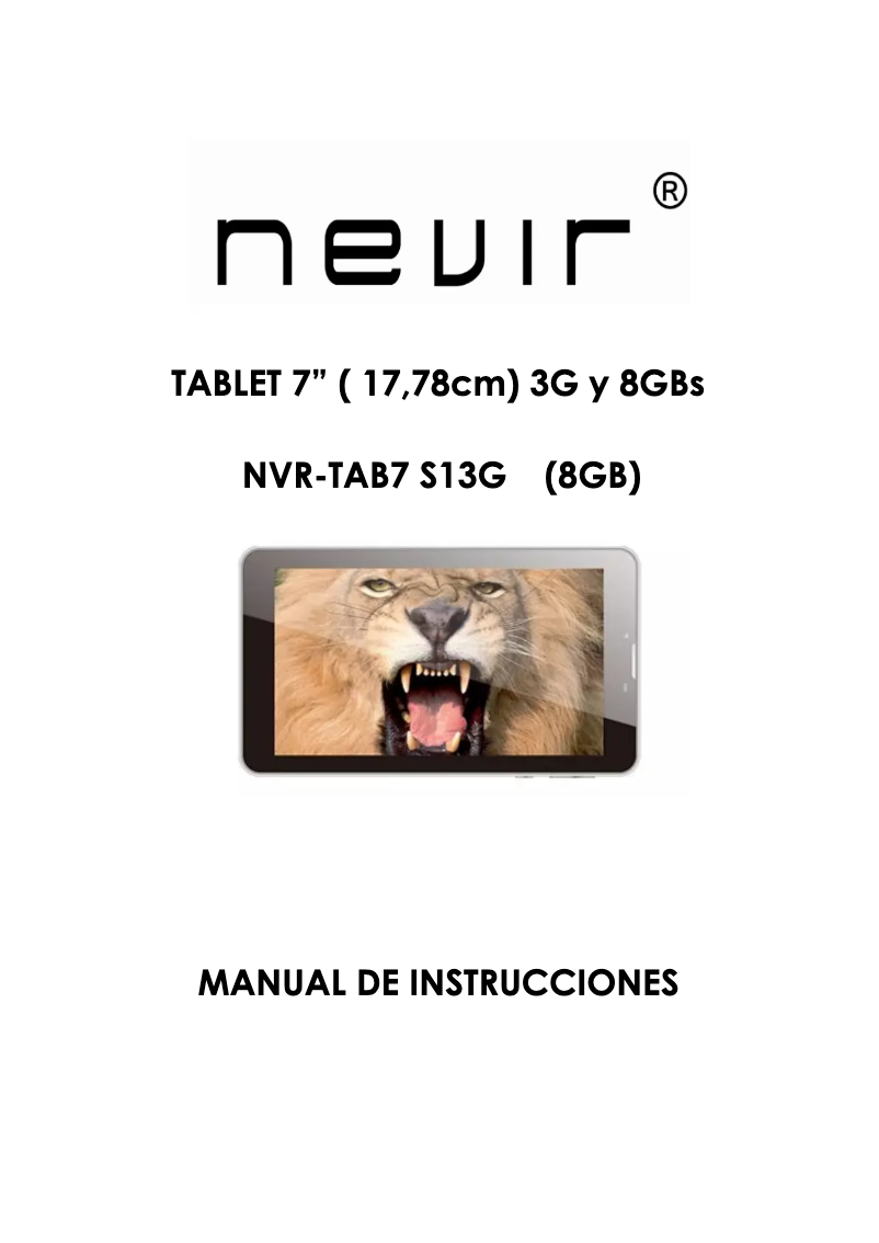 Page 1 de la notice Manuel utilisateur Nevir NVR-TAB7 S13G (8GB)