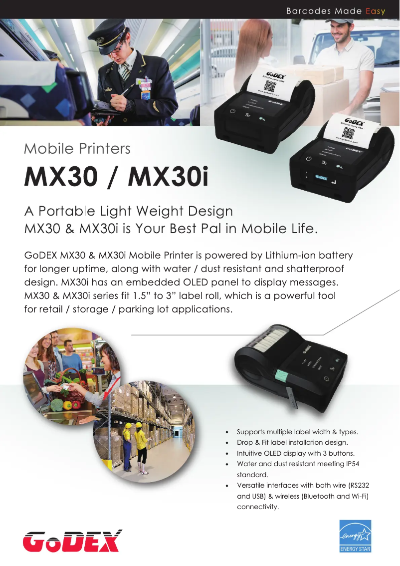 Page 1 de la notice Brochure Godex MX30i