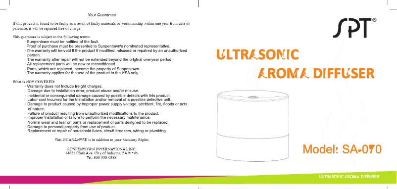 Image de la première page du manuel de l'appareil SA-070