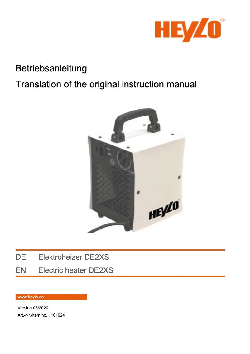 Image de la première page du manuel de l'appareil DE2XS