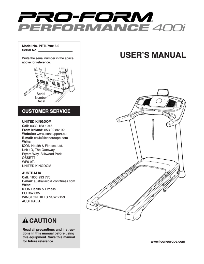 Image de la première page du manuel de l'appareil Performance 400i