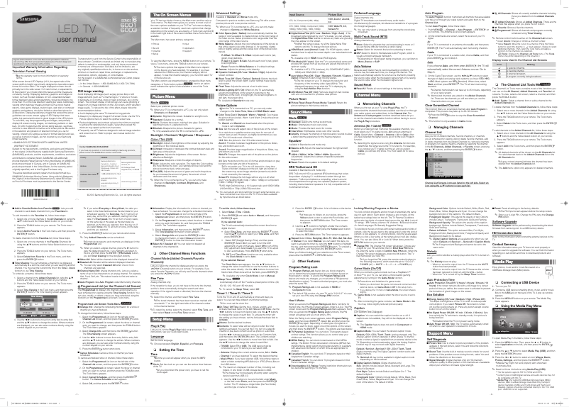 Page 1 de la notice Manuel utilisateur Samsung UN65FH6001F