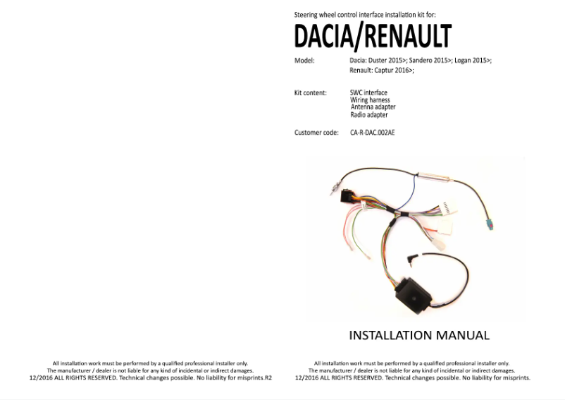 Page n°1 - Manuel utilisateur Pioneer CA-R-DAC.002AE