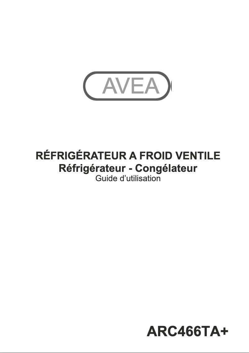 Page n°1 - Manuel utilisateur AVEA ARC466TA+