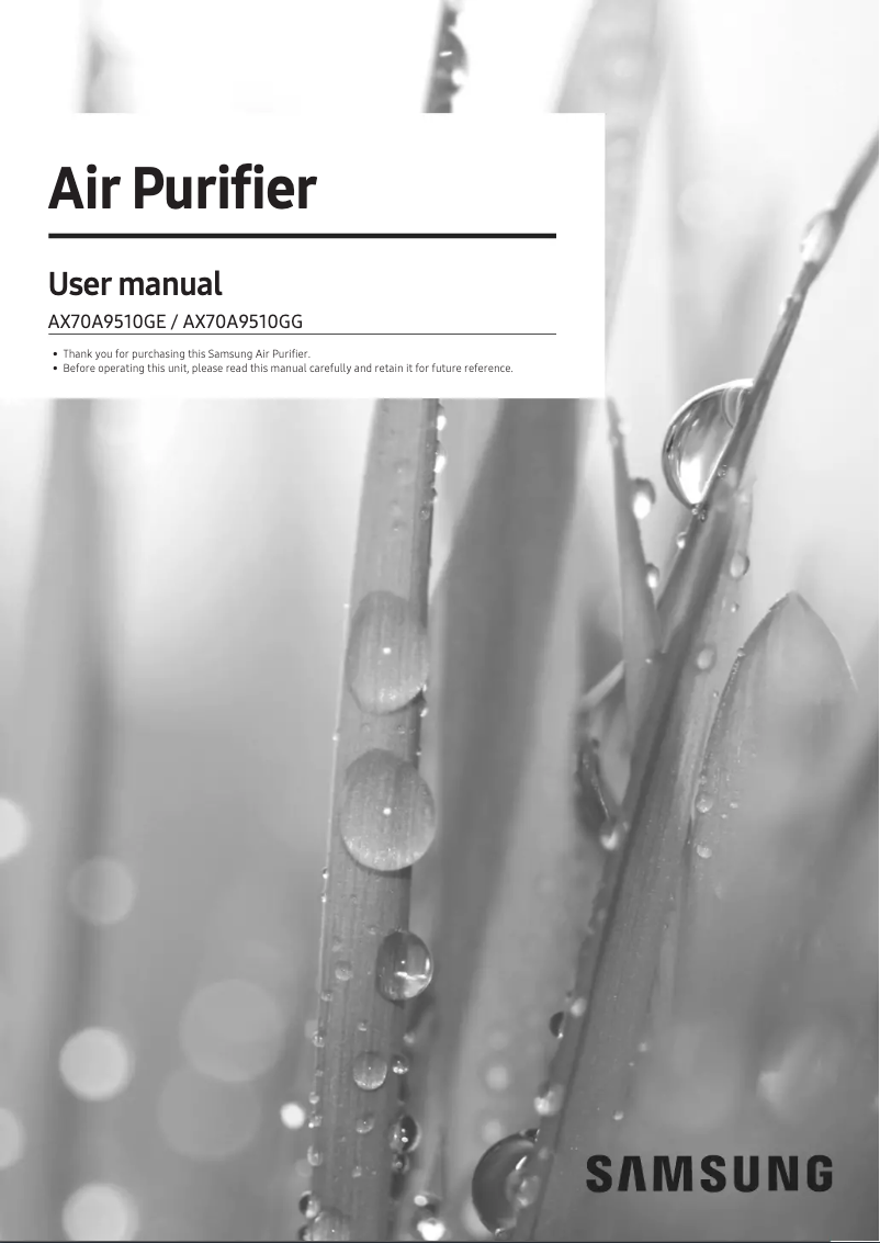 Page 1 de la notice Manuel utilisateur Samsung AX70A9510GG