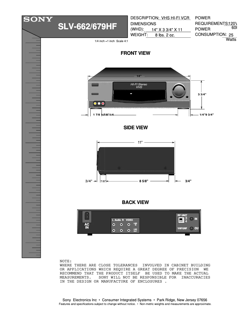 Page 1 de la notice Guide d'installation Sony SLV-679HF