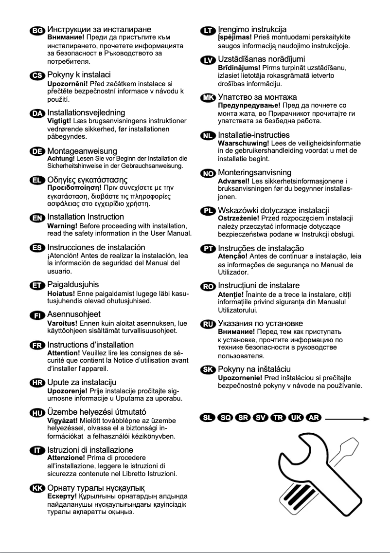 Page 1 de la notice Guide d'installation Electrolux ESF5202LOW