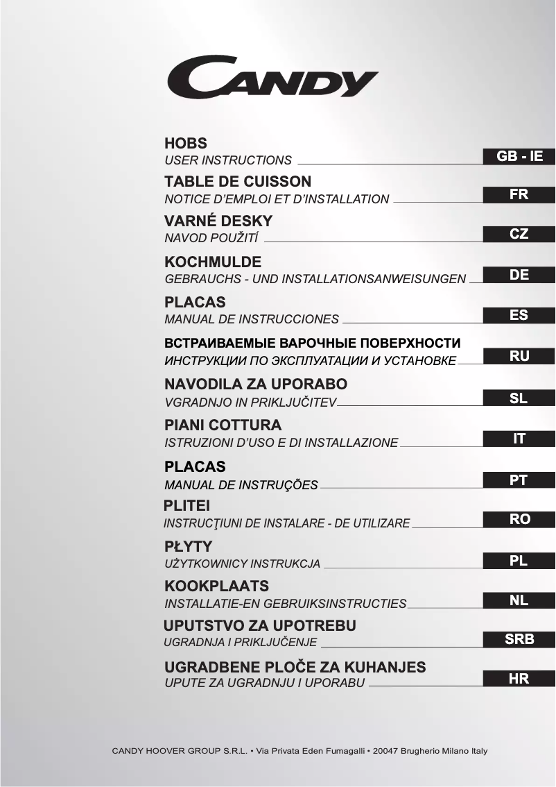 Page n°1 - Manuel utilisateur Candy PC PV 750 SN