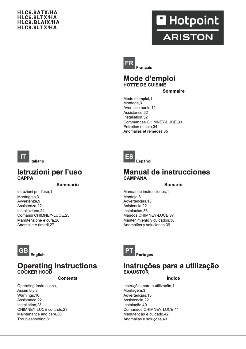 Page n°1 - Manuel utilisateur Hotpoint Ariston HLC 6.8 LT X/HA