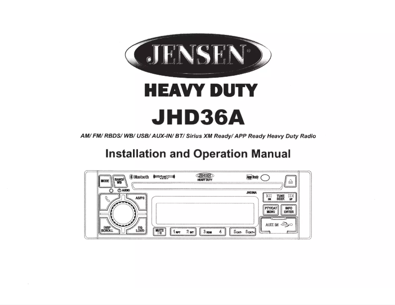 Page 1 de la notice Manuel utilisateur Jensen Heavy Duty JHD36A
