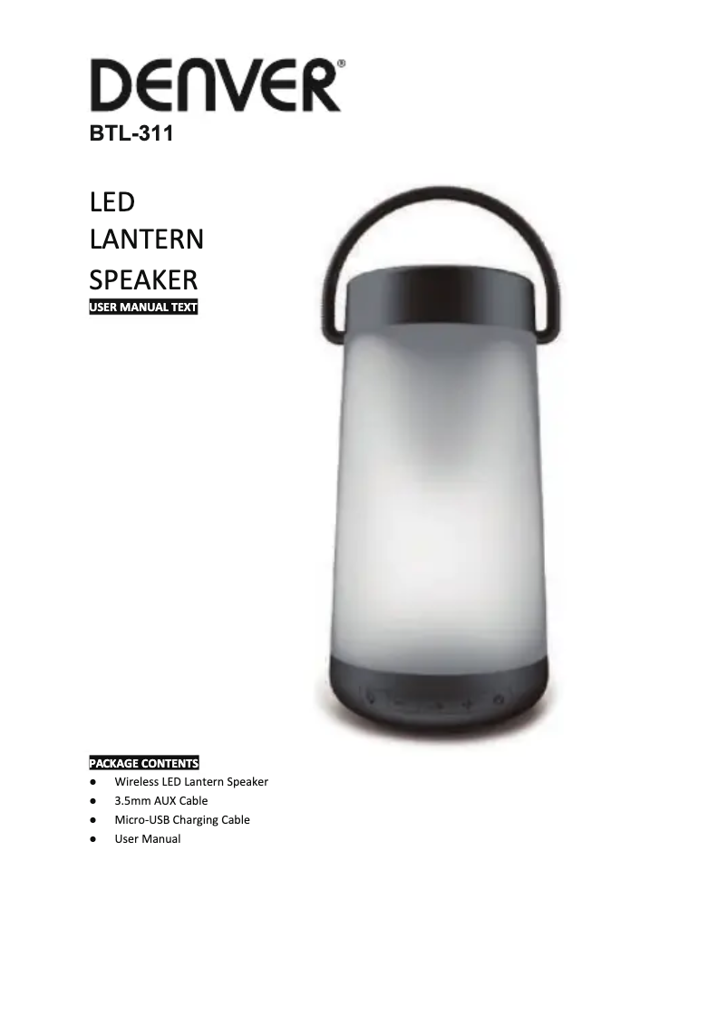 Página 1 del manual Manual de usuario Denver BTL-311