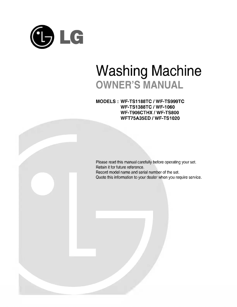Page n°1 - Manuel utilisateur LG WF-TS1020
