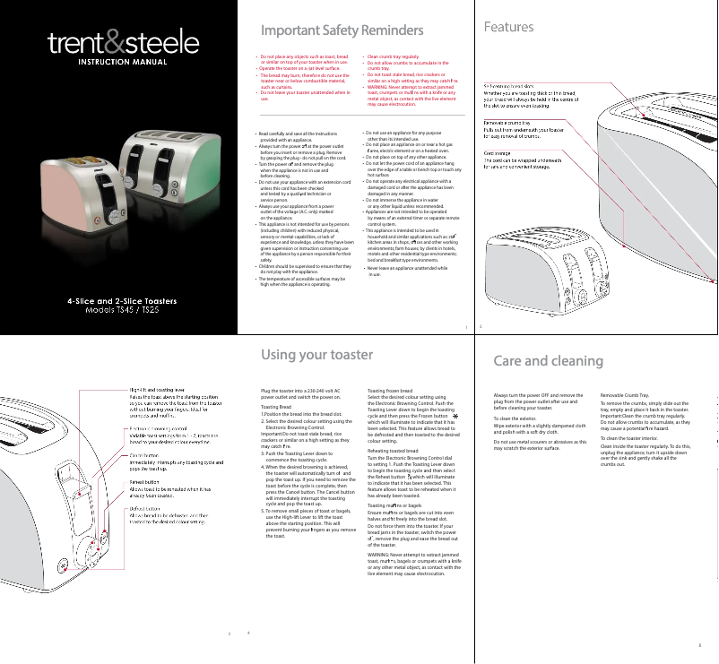Page 1 de la notice Manuel utilisateur Trent & Steele TS45
