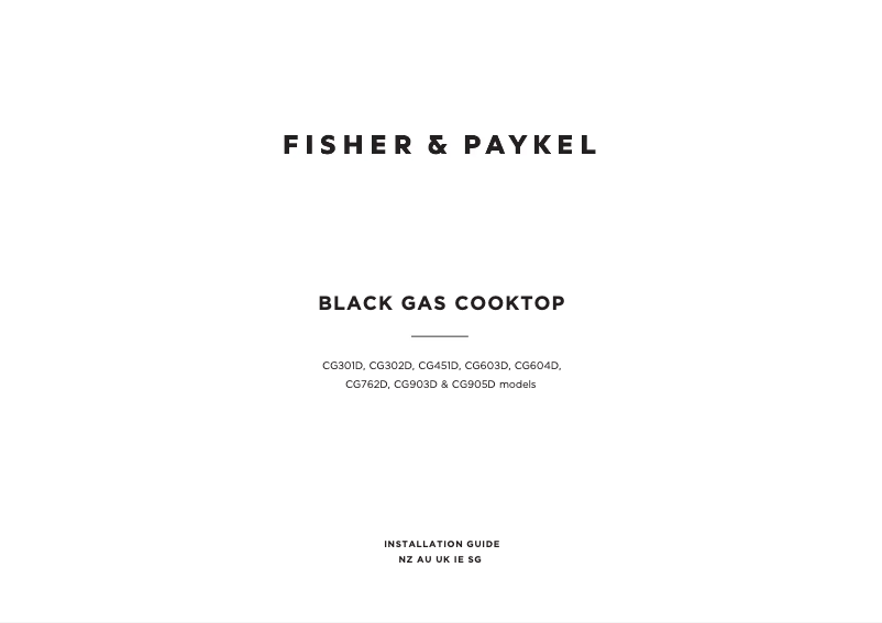 Page n°1 - Guide d'installation Fisher & Paykel CG391DTGGG5