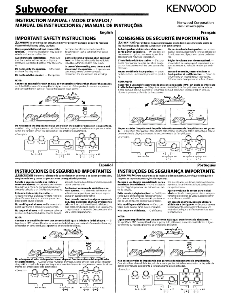 Page n°1 - Manuel utilisateur Kenwood Excelon XR-W10F