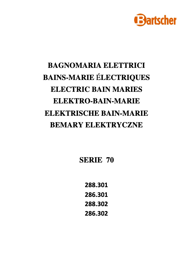 Page 1 de la notice Manuel utilisateur Bartscher 286302