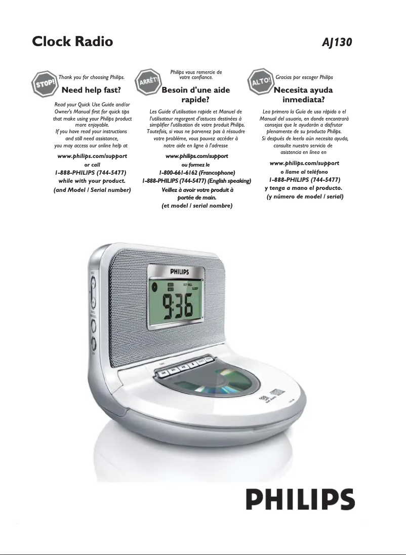 Page 1 de la notice Manuel utilisateur Philips AJ130B