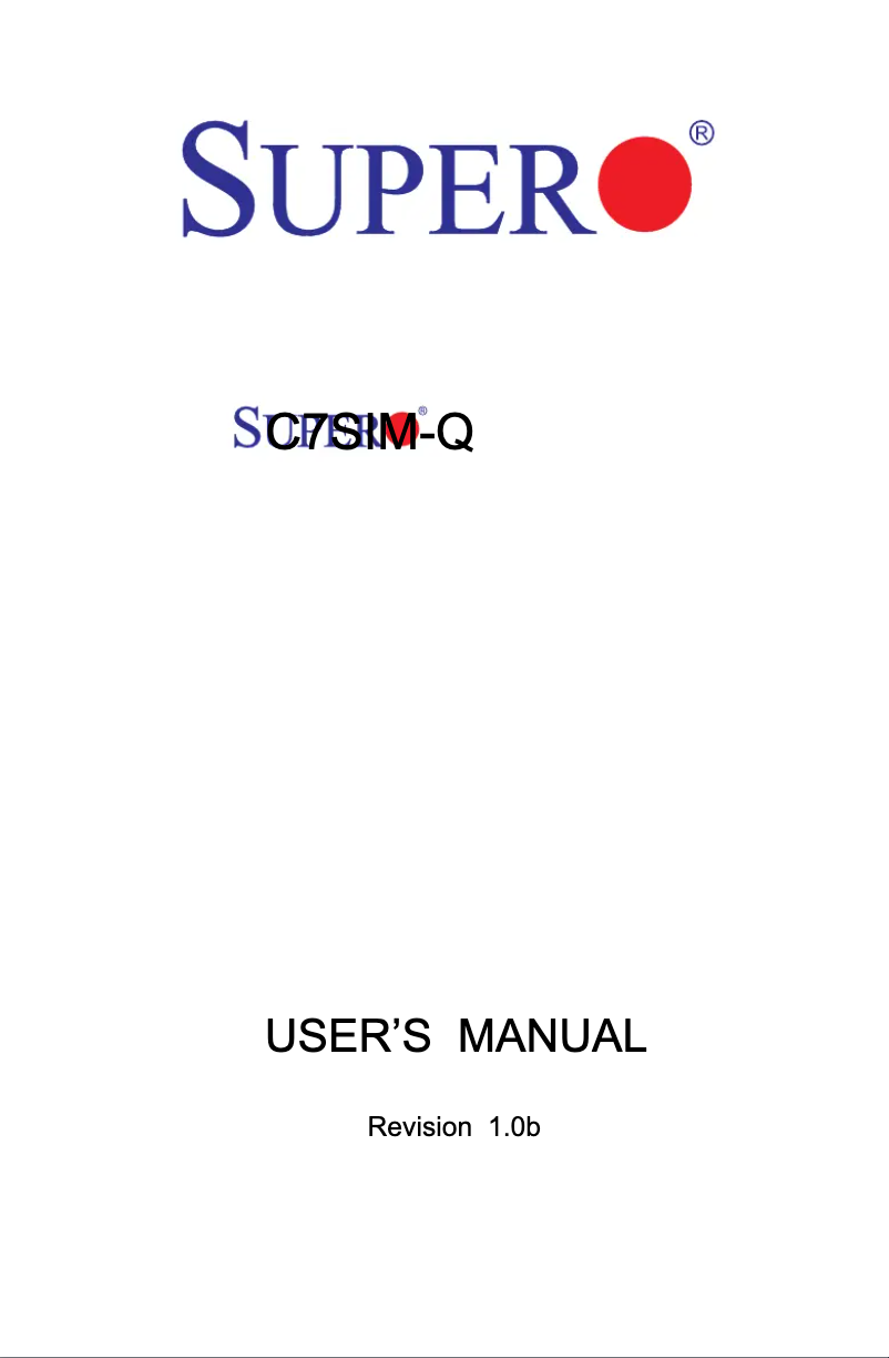 Page n°1 - Manuel utilisateur Supermicro C7SIM-Q