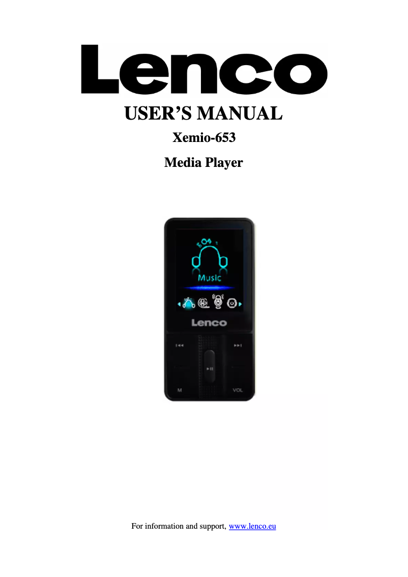 Page n°1 - Manuel utilisateur Lenco Xemio-653