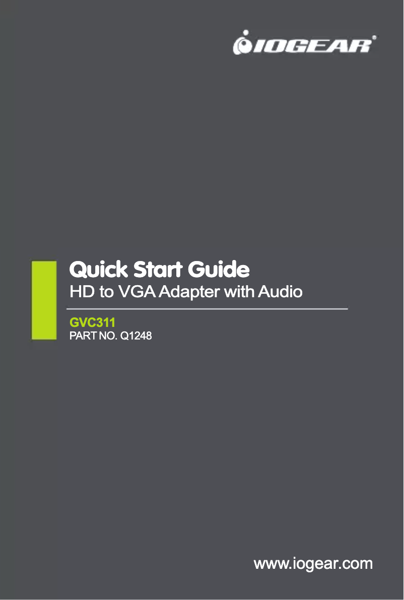 Page n°1 - Manuel utilisateur iogear GVC311