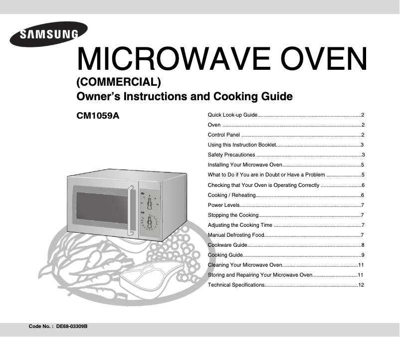 Page 1 de la notice Manuel utilisateur Samsung CM1059A