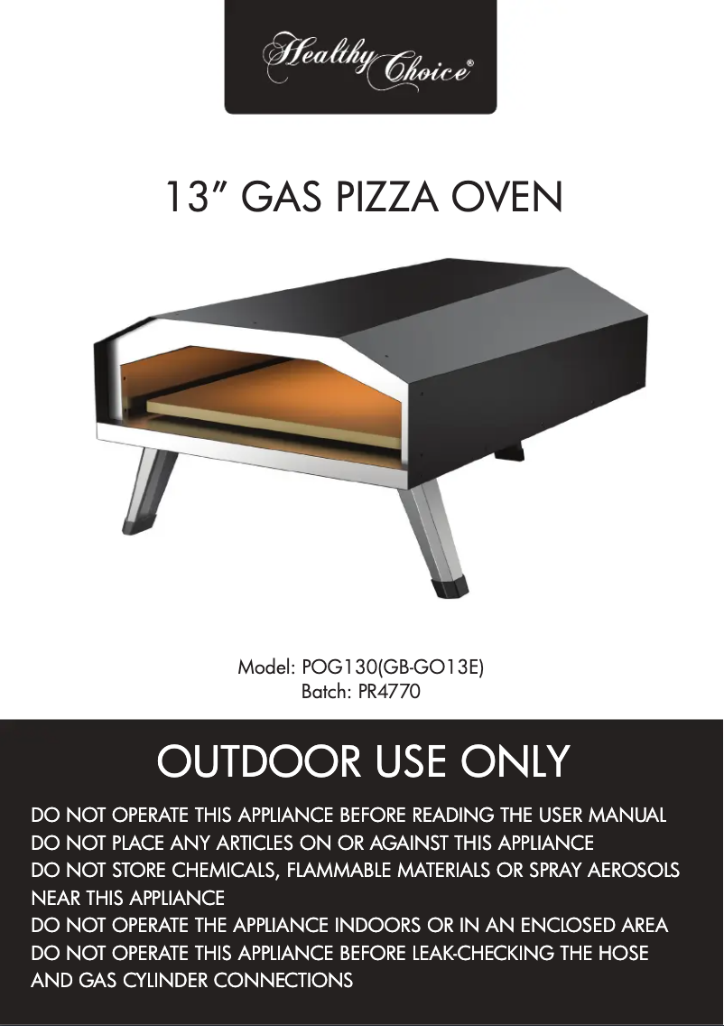 Page 1 de la notice Manuel utilisateur Healthy Choice POG130