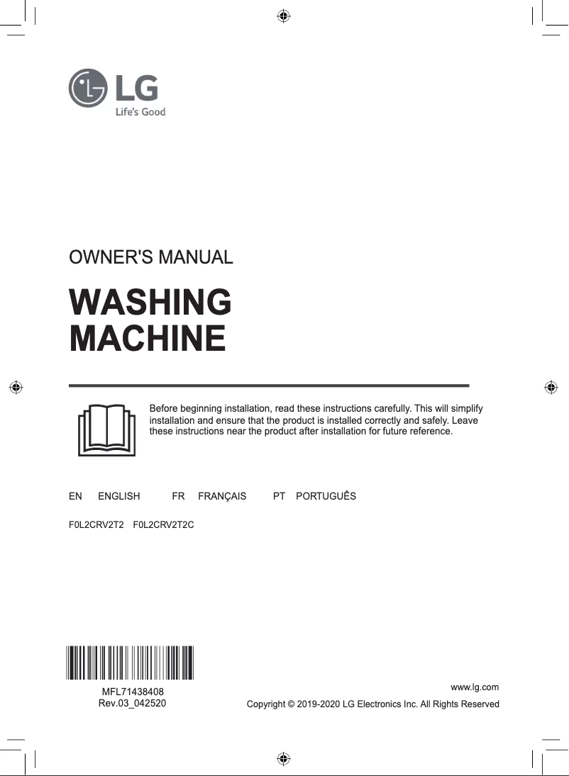 Page 1 de la notice Manuel utilisateur LG F0L2CRV2T2C