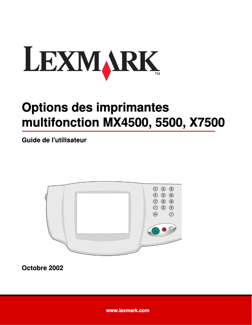 Page 1 de la notice Manuel utilisateur Lexmark X5500MFP