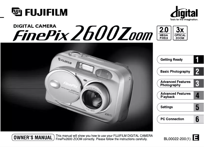 Image de la première page du manuel de l'appareil FinePix 2600 Zoom