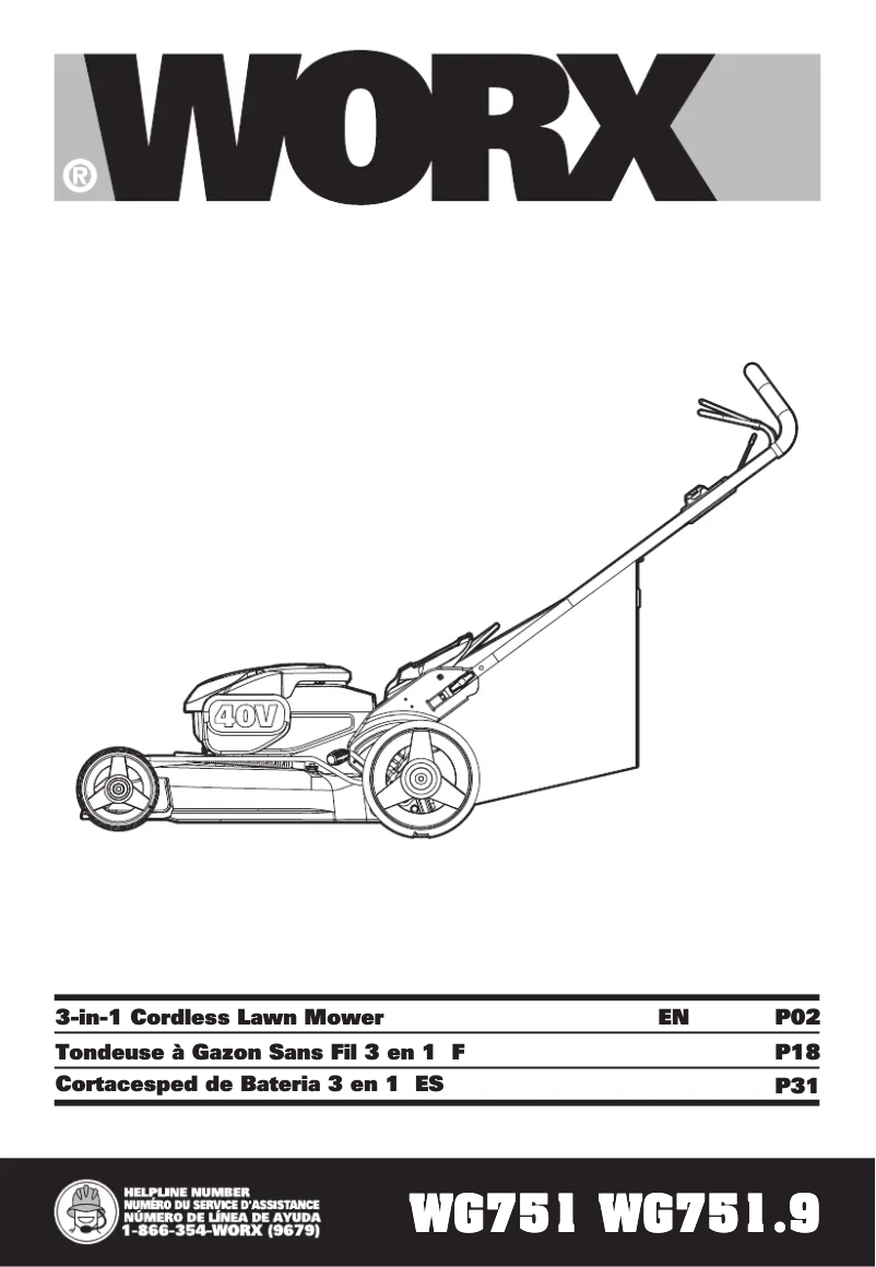 Page n°1 - Manuel utilisateur Worx WG751.2