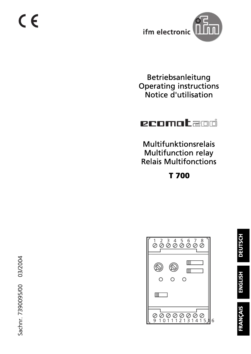 Page n°1 - Manuel utilisateur IFM DT0001