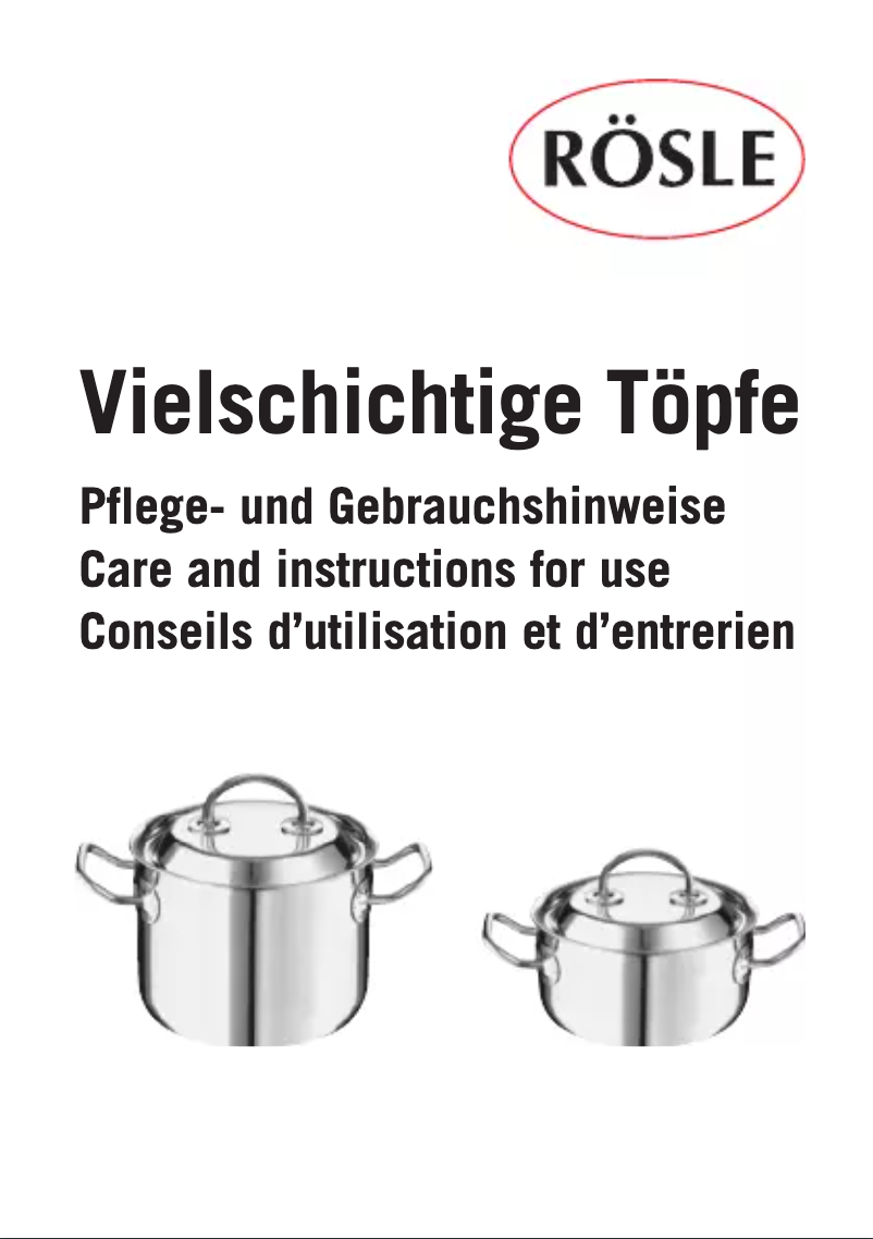 Page n°1 - Manuel utilisateur Rösle 91628