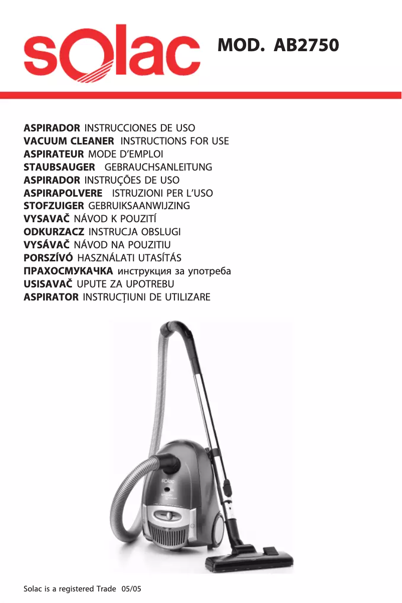Page 1 de la notice Manuel utilisateur Solac Speedy Parquet AB2750